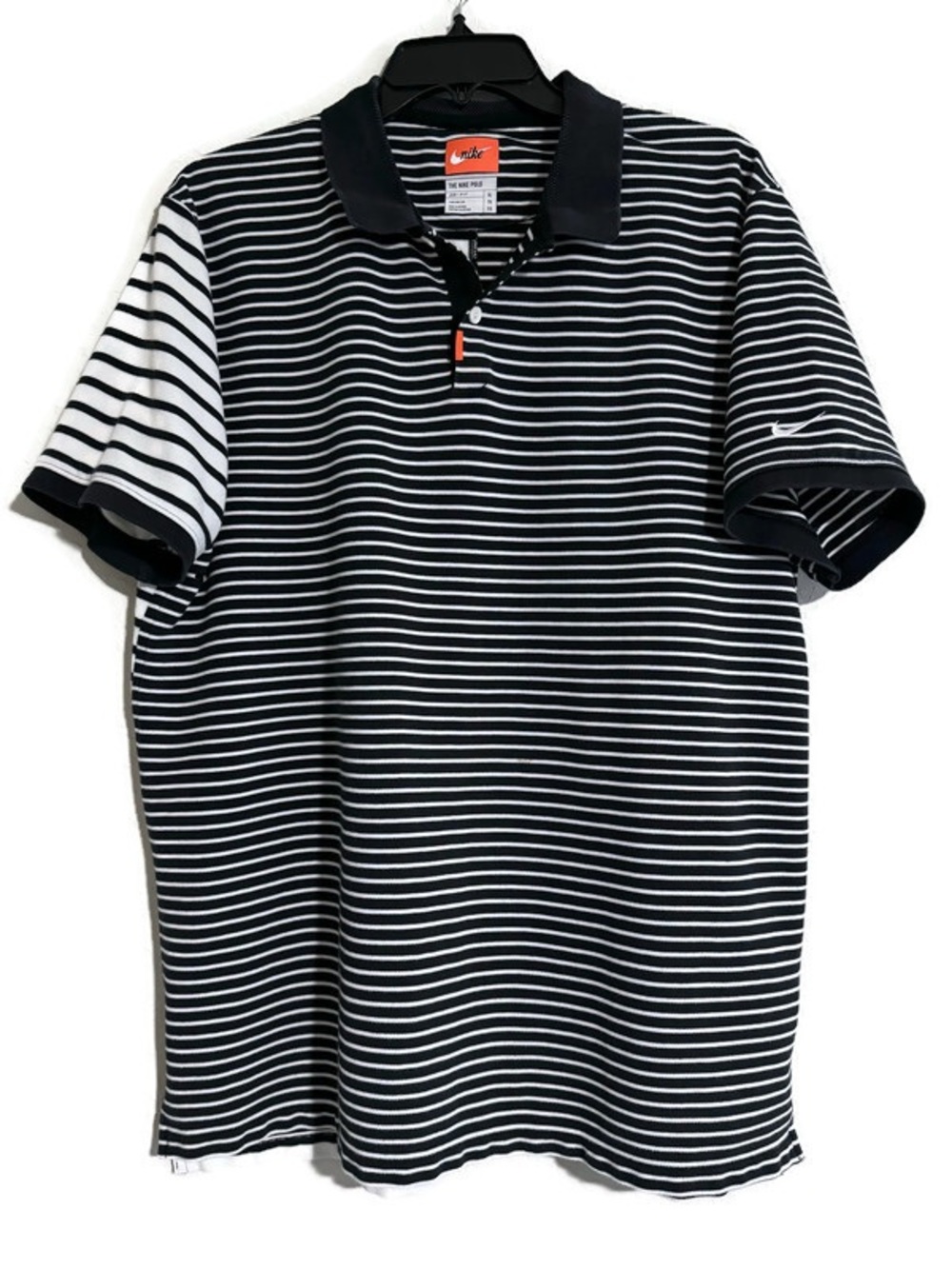 Nike Men’s Black & White Striped Dri-FIT Polo Shirt